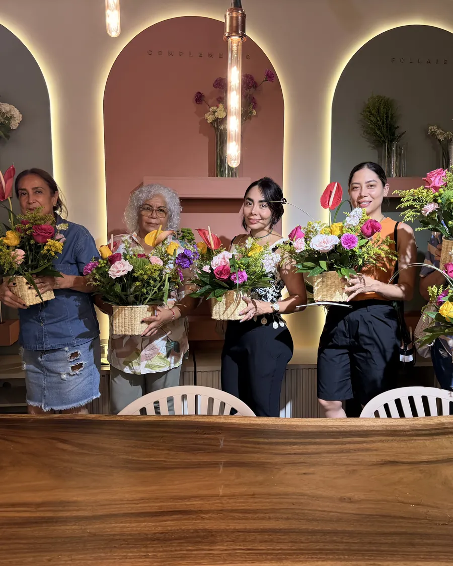 In front of the arches — Freshly made bouquets in the favourite corner of the shop.