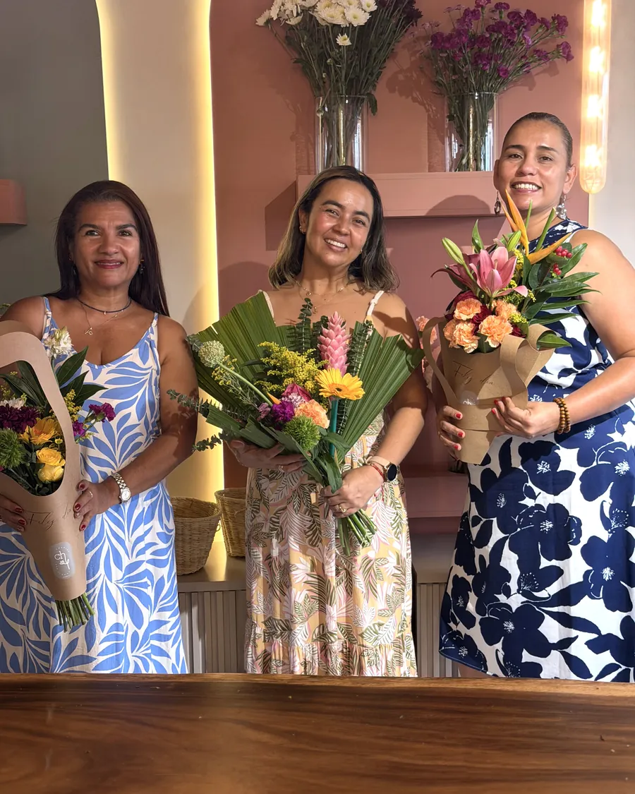 Ready to take home — Each bouquet hand-wrapped, made by whoever is holding it.